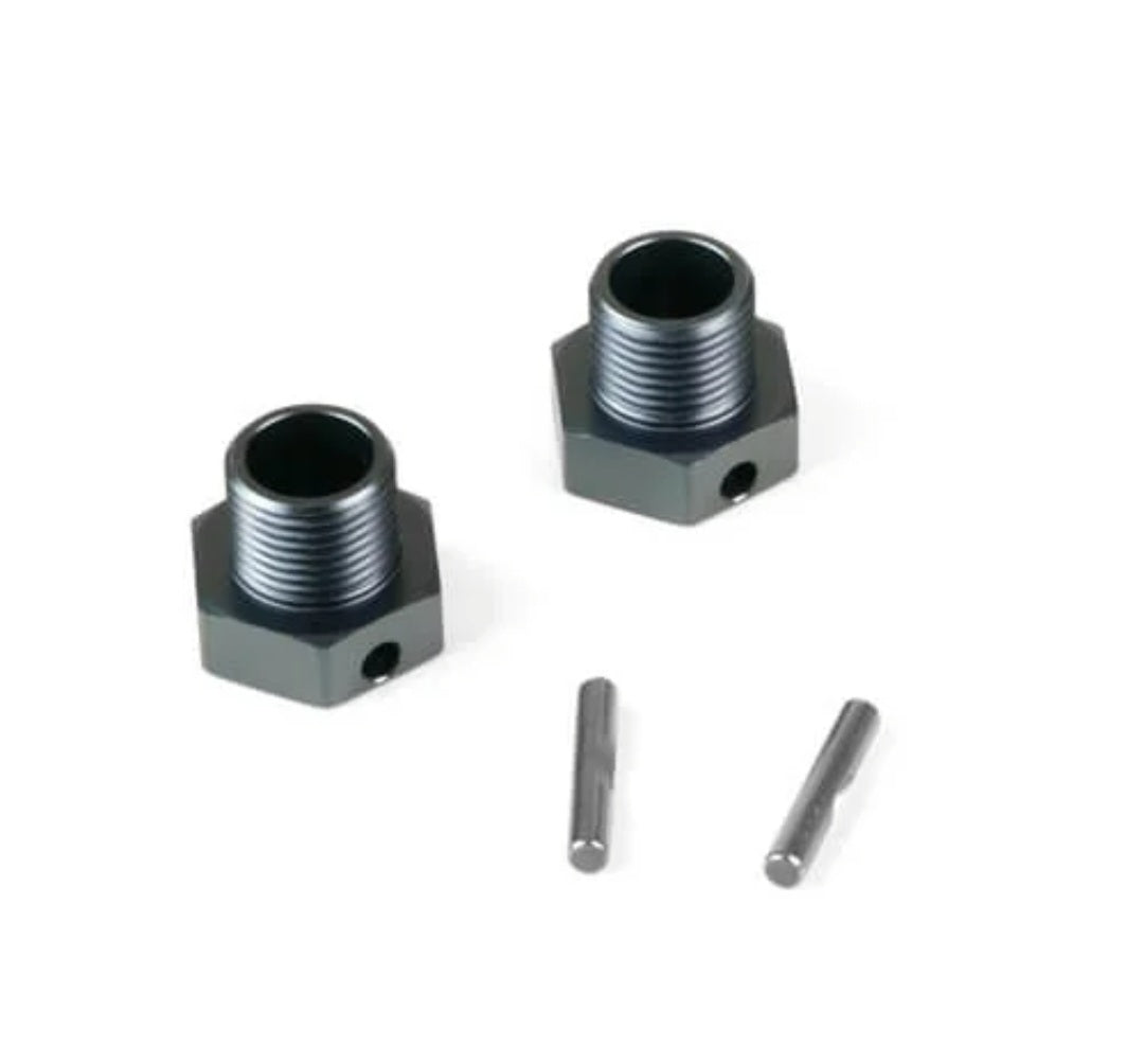 TKR9671 – Wheel Hubs (+2mm offset, 17mm, gun metal ano, w/pins, 2pcs)